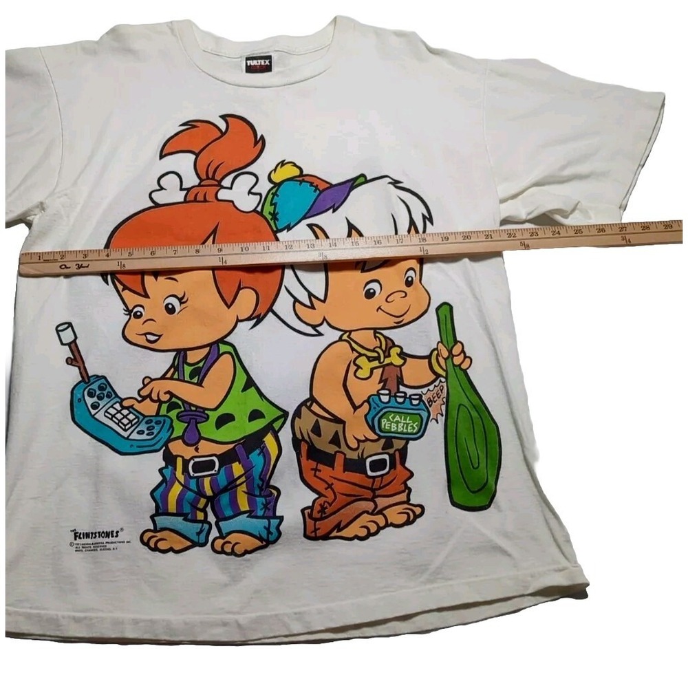 Vintage 1993 Flintstones Shirt Bamm Bamm Pebbles AOP Mens XL Tultex - Picture 9 of 12